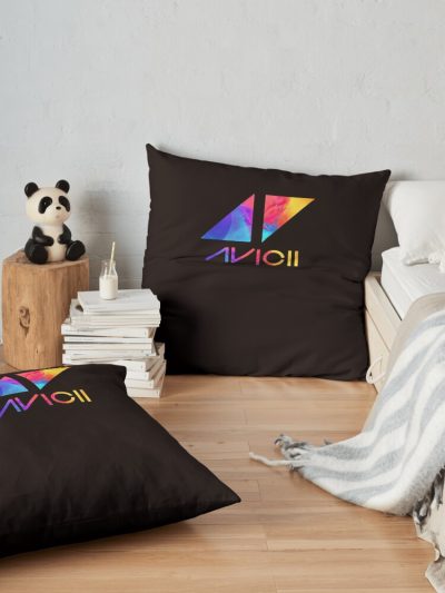Avicii Text And Logo Colorful Throw Pillow Official Cow Anime Merch