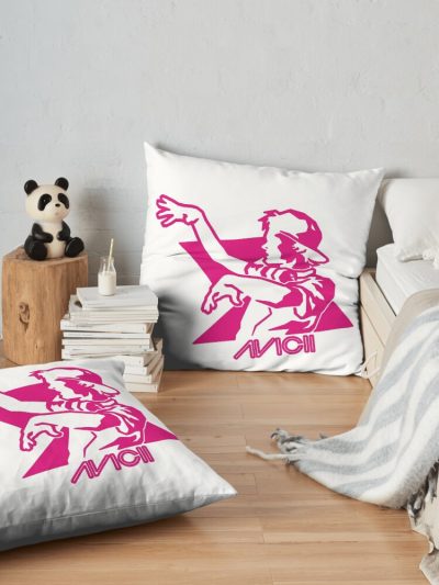 Avicii Logo, Concert Pink Illustration Throw Pillow Official Cow Anime Merch